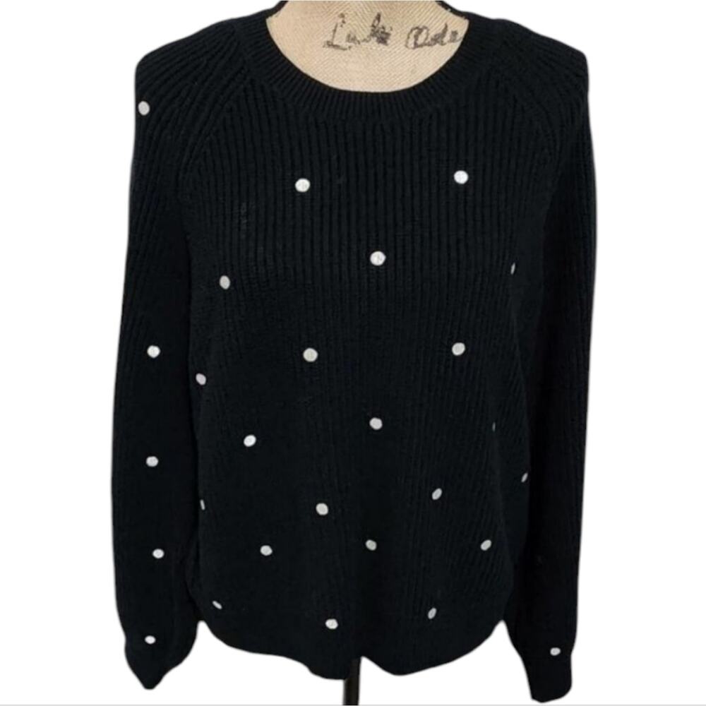 Lucky brand black and white polka dot sweater size medium